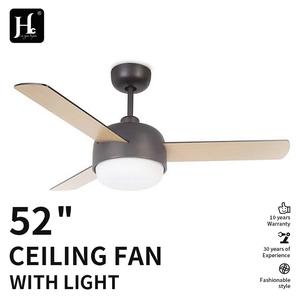 Ventilateur de plafond moderne 52 pouces pour intérieur et extérieur, 6 vitesses, ultra-silencieux, avec télécommande, lumière LED, 3 pales en fer - Product Image 4