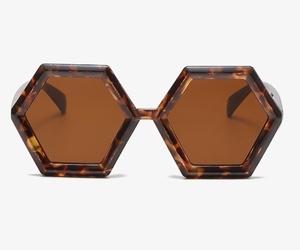 Lunettes de soleil tendance 2024 personnalisées unisexe, grande monture noire avec verres hexagonaux diamantés UV400, style mode Ins - Product Image 6