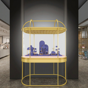 Lusso Custom bronzo acciaio inox vetro temperato LED verticale Display di gioielli vetrina della fabbrica all'ingrosso per l'interior Design - Product Image 6