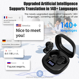 Earbud translasi serat karbon Mini, penerjemah suara Real Time portabel ringan aplikasi ganda 144 bahasa untuk rapat bepergian - Product Image 6