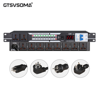 GTSVSOMA WS308 Séquenceur d'alimentation 10 canaux 30A monté en rack avec voltmètre LED et affichage rétroéclairé, construction métallique