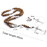 Collier chapelet en bois unisexe avec médaille de Saint Benoît et croix catholique, cadeau chrétien