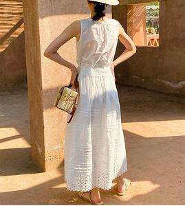 Gilet senza maniche <span class=keywords><strong>stile</strong></span> Boho Top + gonna bianca abito donna <span class=keywords><strong>stile</strong></span> vacanza <span class=keywords><strong>femminile</strong></span> 2025 estate <span class=keywords><strong>abbigliamento</strong></span> donna - Product Image 5