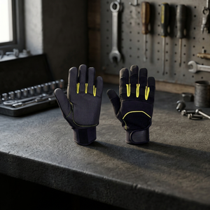 JNA GROUP Black PU Safety <b>Gloves</b> Textured Fingertips 4 Mil Thickness <b>Silicone</b>-free Elastic Wristband Anti-Slip General Purpose - Product Image 2