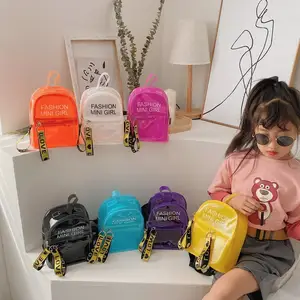 Logo zaino in pvc trasparente gelatina per bambini borsa da donna mini piccola borsa da scuola alla moda zainetto