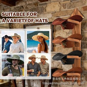 Wooden <b>Hat</b> Rack 4 Layers <b>Standing</b> Multi Layer Storage Organizer For Cowboy <b>Hats</b> Display Rack - Product Image 3