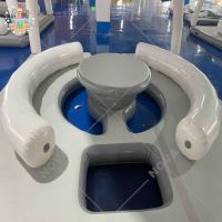 Île flottante gonflable de plage 20 cm en PVC Drop Stitch étanche 3,2x3,2x2,25m Plateforme de divertissement personnalisée pour la famille et le repos