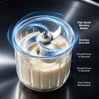 Mini Licuadora Portátil Eléctrica de Alta Velocidad para Leche de Soya, Procesador de Alimentos, Mezclador de Frutas con Tazón de Mezcla de Vidrio, 250W OEM