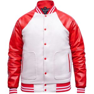 Men's Varsity <b>Jacket</b> Wool Blend Red Leather Sleeve Preppy Style College <b>Jacket</b> Autumn Wear - Product Image 1