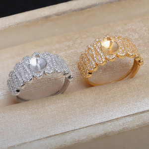 Anillo Abierto en Forma de S de Plata S925 con Cuentas de Circonita Cúbica, Compatible con Cordón, Modelo 5730, Talla 9-10 - Product Image 3
