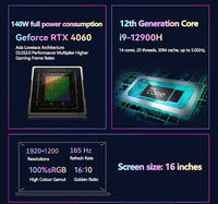 Échantillon Gratuit - Ordinateur Portable de Jeu Ultra-Fin 16 Pouces Intel i9 RTX 4060 8 Go 12e Génération 14 Cœurs Déverrouillage par Empreinte Digitale 32 Go de RAM pour Gamers