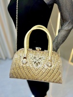 Luxuriöse Abendclutches für Damen Metallische PU-Handtaschen für Hochzeiten und Partys Perlenbesetzte Kristall-Tragetaschen Funkelnde Strass-Designer-Handtasche