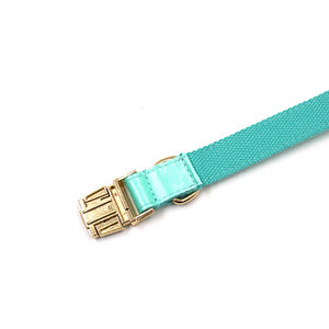 Sutra Palsu Mewah Label Pribadi Kerah Anjing Perangkat Keras Emas Sutra Hijau Kerah Anjing Kuat Grosir Kualitas Massal Kerah Anjing Premium - Product Image 5