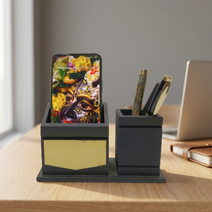 Custom Desk Organizer Pen <b>Holder</b> with Clock and <b>Card</b> <b>Holder</b> Office Table Gift Set - Product Image 5