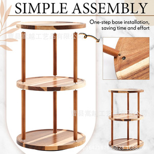 Wooden Lazy Susan Organizer 3 Tier <b>Rotating</b> Kitchen Storage <b>Rack</b> For Condiments Snacks <b>Spices</b> Countertop Display - Product Image 4