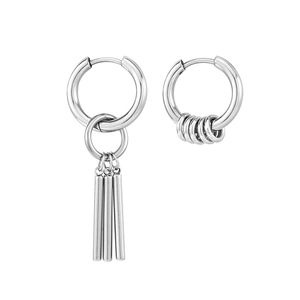 Hoop Earrings Geometric <b>Titanium</b> Steel Long Dangle Unisex Everyday Wear - Product Image 5