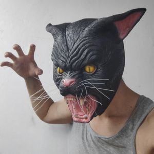 Máscara <span class=keywords><strong>de</strong></span> Látex <span class=keywords><strong>Realista</strong></span> <span class=keywords><strong>de</strong></span> <span class=keywords><strong>Gato</strong></span> Negro con Ojos Dorados, Nariz Rosa, Bigotes Largos y Dientes Afilados para Halloween, Cosplay y Fiestas <span class=keywords><strong>de</strong></span> Disfraces - Product Image 5