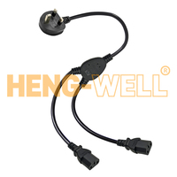 Adaptador Divisor en Y de 3 Pines del Reino Unido a 2 C13 con Cables de Extensión de 2 Salidas para Computadoras y Electrónica de Consumo, Servidor PDU