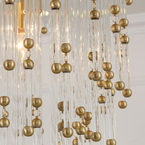 Lámpara colgante moderna de cristal cilíndrico con cadena ajustable, tipo cascada, para decoración del hogar y sala de estar. - Product Image 2