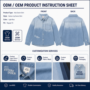 Chemise en jean dégradé pour garçons MZJ, 79,2 % coton mélangé, manches longues, décontractée, boutonnée, respirante, douce, 120-155 cm - Product Image 2