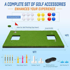 Tappetino da <span class=keywords><strong>Golf</strong></span> <span class=keywords><strong>4</strong></span> in 1 di Alta Qualità con Base Antiscivolo e Erba Sintetica Sostituibile per Allenamento di Swing e Chip - Product Image 6