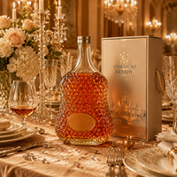 Bouteille de vin en verre de grande capacité de 1500 ml, bouteille de vin en verre gravée en forme de diamant, adaptée à l'emballage du brandy et du whisky
