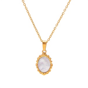 Collier de mode plaqué or avec pendentif coquillage ovale pour la Fête des Mères - Product Image 1