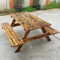 Muebles de jardín retro para exteriores, mesa rectangular con estructura duradera, mesa de restaurante de madera maciza para Espacio Público Urbano