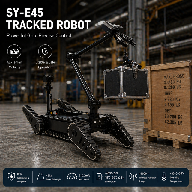 SY-E45 Tracked Robot Flexible Moving Intelligent Crawler Equipment for Industrial Inspection Outdoor Terrain Patrol