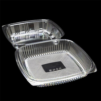 Boîte d'emballage alimentaire jetable transparent clair personnalisé articles en plastique récipient à croustilles à charnière carrée avec dates