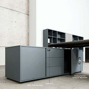 Escritorio de oficina ejecutivo convertible azul moderno personalizado al por mayor muebles comerciales elegantes para oficina moderna de madera para gerente - Product Image 3