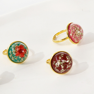 Trang Sức Nhựa Tròn Tùy Chỉnh Mới Nhẫn Đôi Cây Hoa Nhẫn Vàng Trang Sức Thời Trang - Product Image 3