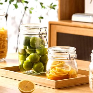 Vacuum Sealed Air Tight Transparent Borosilicate Glass <b>Flip</b> <b>Top</b> Cap Coffee Food Storage Jar Clamp Lock Lid Eco-Friendly 0.5-1L - Product Image 4