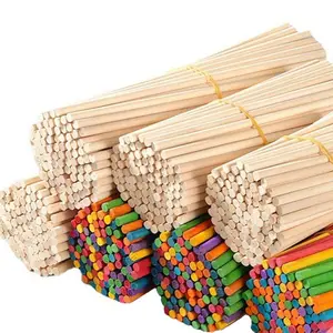 Wholesale Disposable Diy Craft Color Bamboo Wood Ice Cream Hockey Stick Natural Wooden Tongue Depressor Round Popsicle Sticks