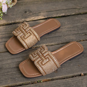 <span class=keywords><strong>Sandalias</strong></span> de Playa Casuales con Pedrería y Punta Cuadrada, Estilo Moderno para Mujer, <span class=keywords><strong>Sandalias</strong></span> Planas de Verano con Punta Redonda - Product Image 4