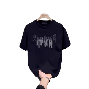 T-shirt à manches courtes pour garçons, tendance estivale, imprimé hip-hop américain, coton respirant, nouveau col rond, hauts polyvalents pour hommes - Product Image 1