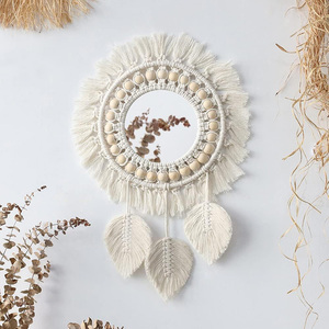 <span class=keywords><strong>Espejo</strong></span> Decorativo Acrílico Hecho a Mano <span class=keywords><strong>con</strong></span> Macramé <span class=keywords><strong>para</strong></span> <span class=keywords><strong>Colgar</strong></span> en la Pared, <span class=keywords><strong>para</strong></span> Apartamento, Sala de Estar, Dormitorio, Cuarto de Bebé, Decoración del Hogar - Product Image 5