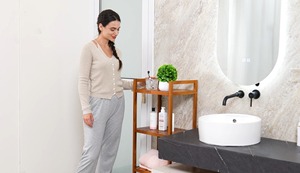 Narrow Bathroom Shelf, <b>Standing</b> Towel Rack, <b>Corner</b> Rack Multifunctional Storage Rack 4-Tier Bamboo Shelf, for Living Room - Product Image 3