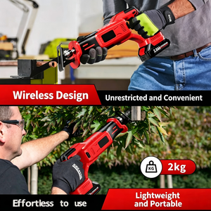 Sierra Recíproca Inalámbrica con Batería de Litio de 2.0Ah, Profundidad de Corte de 150mm, para Cortar Madera en Exteriores y Proyectos de Bricolaje - Product Image 2