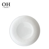 Service de table en porcelaine fine de luxe, motif en relief, assiette de présentation blanche pour mariage, fête, banquet