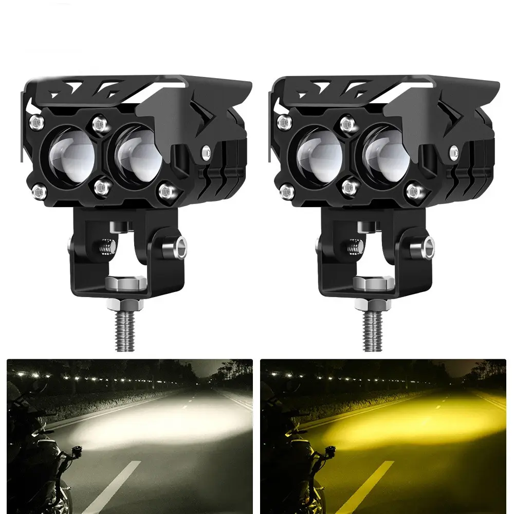 Wholesale motorcycle head light IP68 30W 12V Led Auto Lighting System projector Mini Driving Light Dual Color for Motorcycle