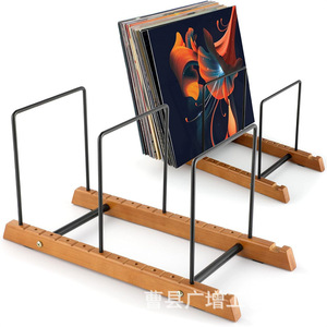 Wooden <b>Record</b> Rack Solid Wood Vinyl Storage Display <b>Stand</b> For Home Desktop Use - Product Image 2