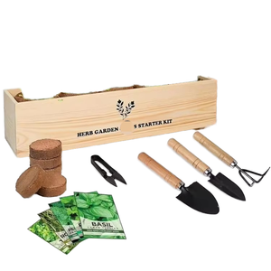 <b>Garden</b> Starter <b>Kit</b> with Square Plant Fiber Flower -Box for Kitchen Windowsill Floor & Indoor Herb Grow <b>Kit</b> - Product Image 1