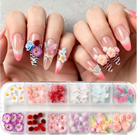 12 Grilles de Breloques 3D en Résine pour Ongles, Motifs Floraux Mixtes (Marguerites, Roses et Papillons), Décorations et Accessoires pour Nail Art, Fournitures pour Ongles