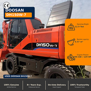 Excavadora de Ruedas Usada Doosan DH150W-7 de 15 Toneladas, Original de Corea, en Buenas Condiciones, Excavadora Hidráulica Móvil en Stock - Product Image 1