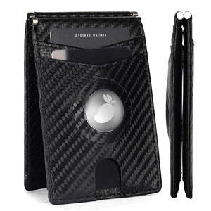 <b>Men's</b> Bi-Fold Card Holder Black Carbon Fiber Texture <b>RFID</b> Blocking <b>Wallet</b> Everyday Use - Product Image 1