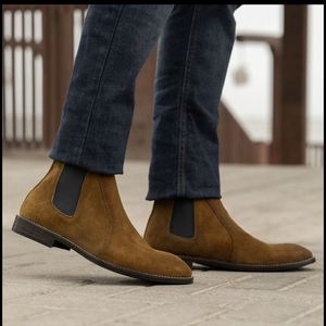 Botas Chelsea de Cuero para Hombre, Estilo Occidental, Diseño de Alta Gama, Corte Bajo, con Cordones y Patrón Sólido - Product Image 4