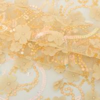 Tissu en dentelle maille brodé tricoté rose de luxe durable avec perles et sequins floraux 3D pour filles et garçons, idéal pour mariages et occasions spéciales - Grande Vente