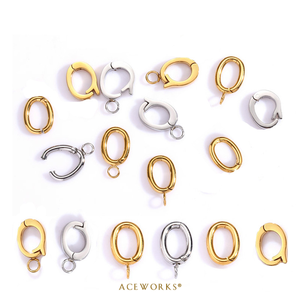 Galerie de fermoirs à ressort |   Fermoirs mousquetons en acier inoxydable plaqué or PVD 18 carats avec anneau à ressort articulé et zircon pour bijoux - Product Image 2