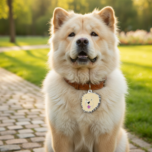 Placa de Identificación para Perro Chow Chow, de Metal Color Crema - Product Image 3